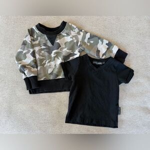 Little Bipsy Camo Sweatshirt, Lenox James Black Tee Bundle Lot Size 6-12mo